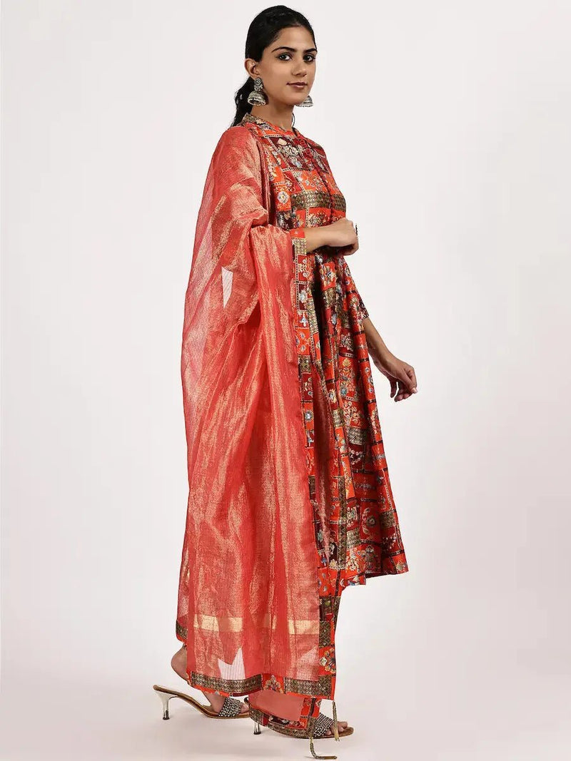 Festive Silk Jacquard Kurta Set with Textured Dupatta