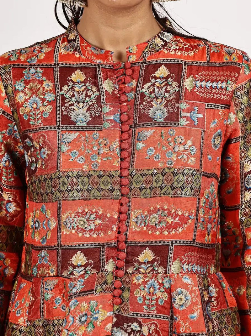 Festive Silk Jacquard Kurta Set with Textured Dupatta