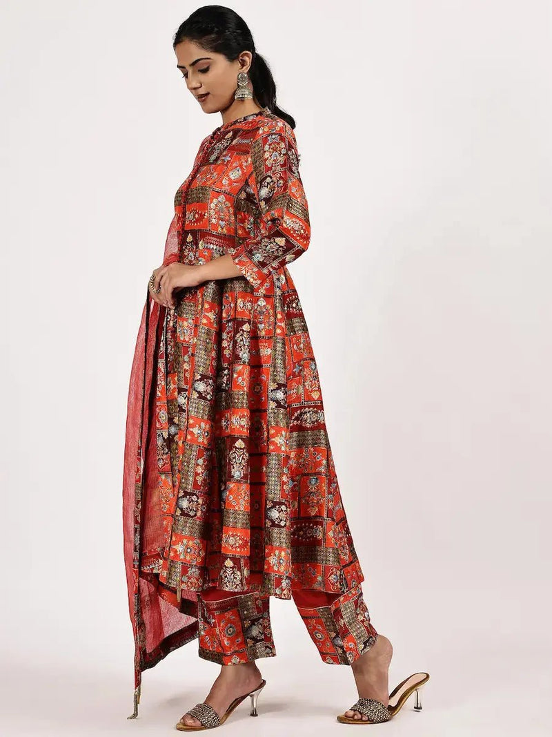 Festive Silk Jacquard Kurta Set with Textured Dupatta