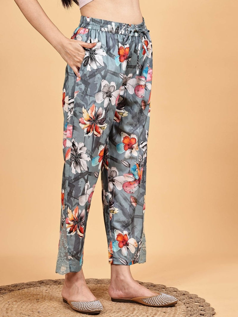 Grey Floral Printed Co-Ord Set – Effortless Travel Style