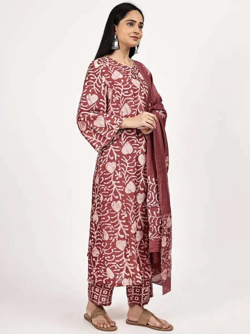 Handcrafted Batik Print Kurta Set with Dupatta