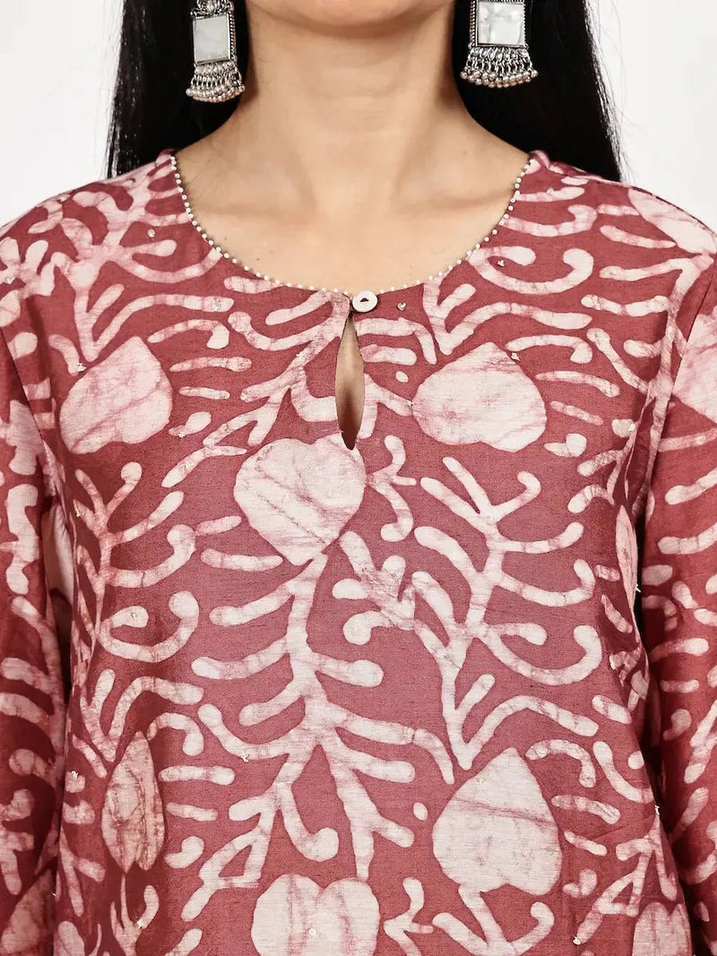 Handcrafted Batik Print Kurta Set with Dupatta