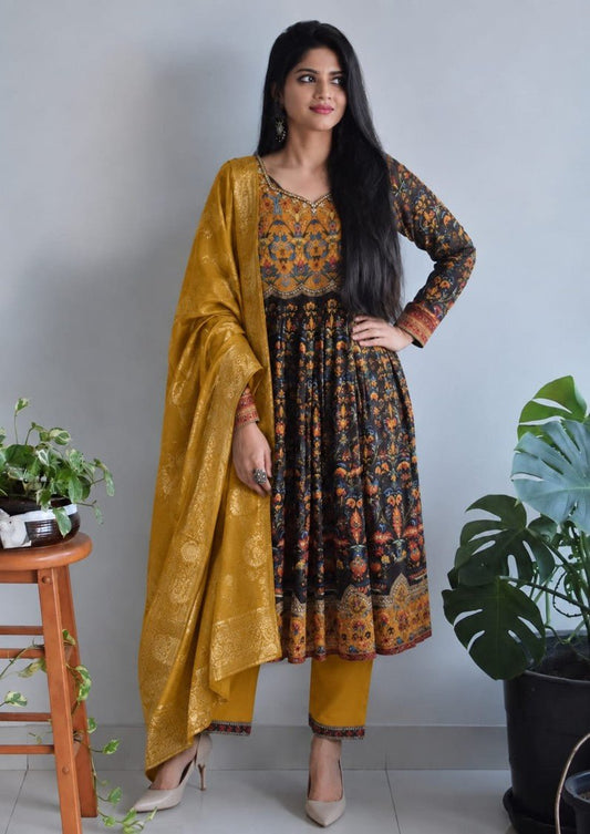 House Of Paral Multicolor Printed Kurta Set with Jacquard Dupatta #product_color# 3 PCS SET