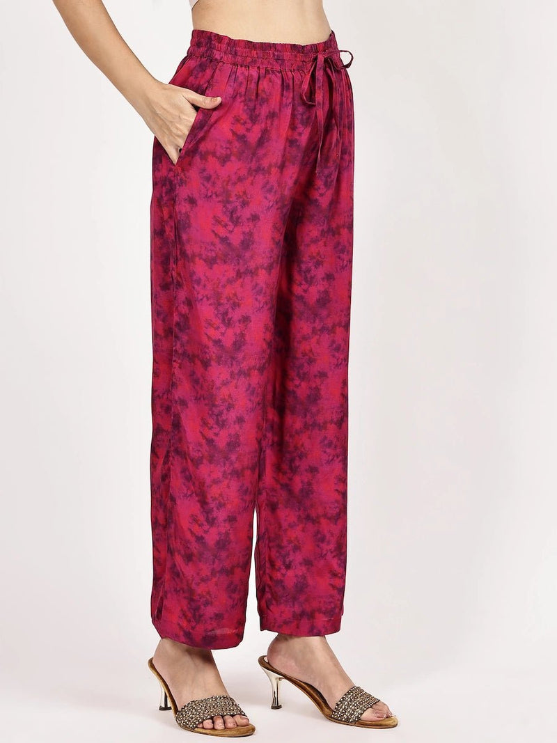 Magenta Floral Printed Kurta Set with Dupatta