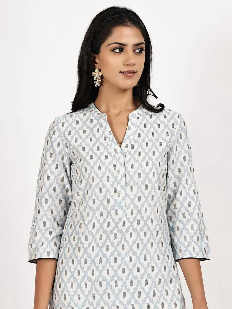 Off White Printed Kurta Palazzo Set – Two Piece Ethnic Wear