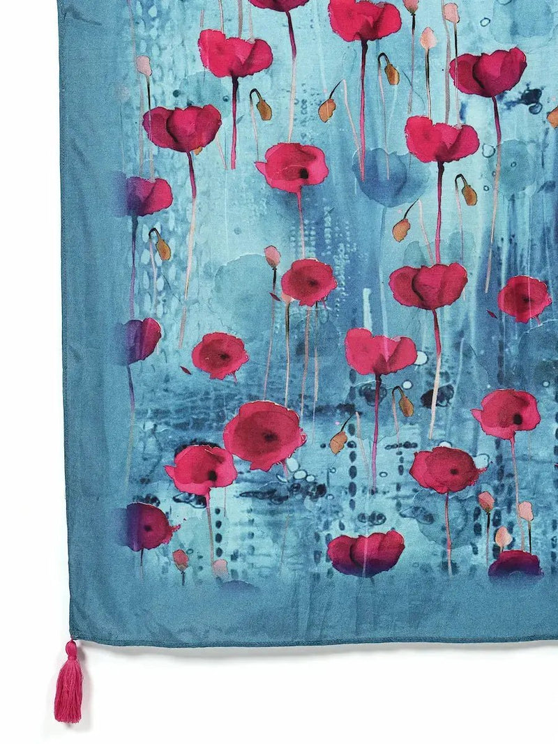 Pink and Blue Printed Kurta Set with Dupatta for Women