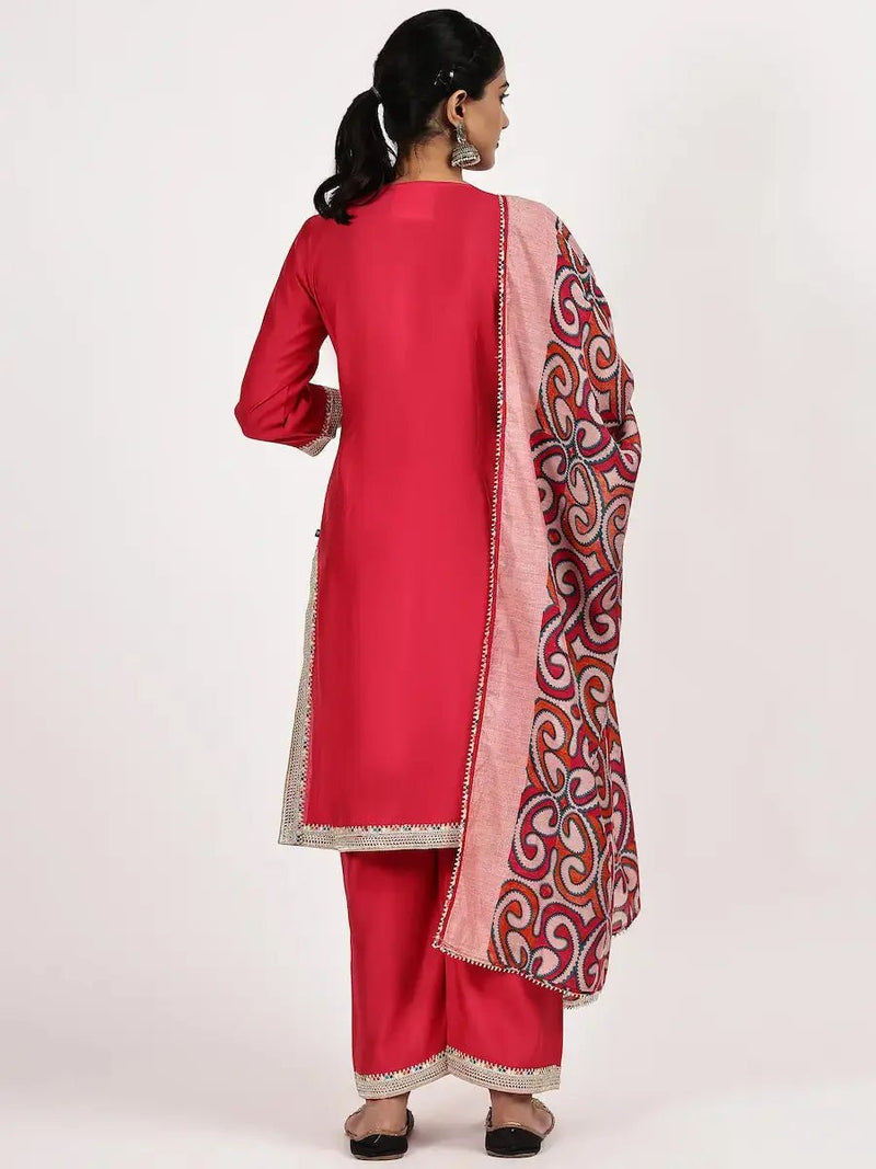 Pink  Kurta Set with Printed Dupatta