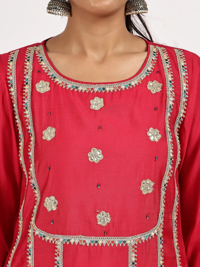 Pink  Kurta Set with Printed Dupatta