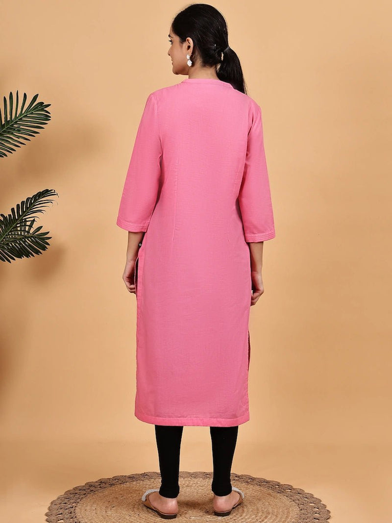 Pink Pintuck Straight Kurta for Women