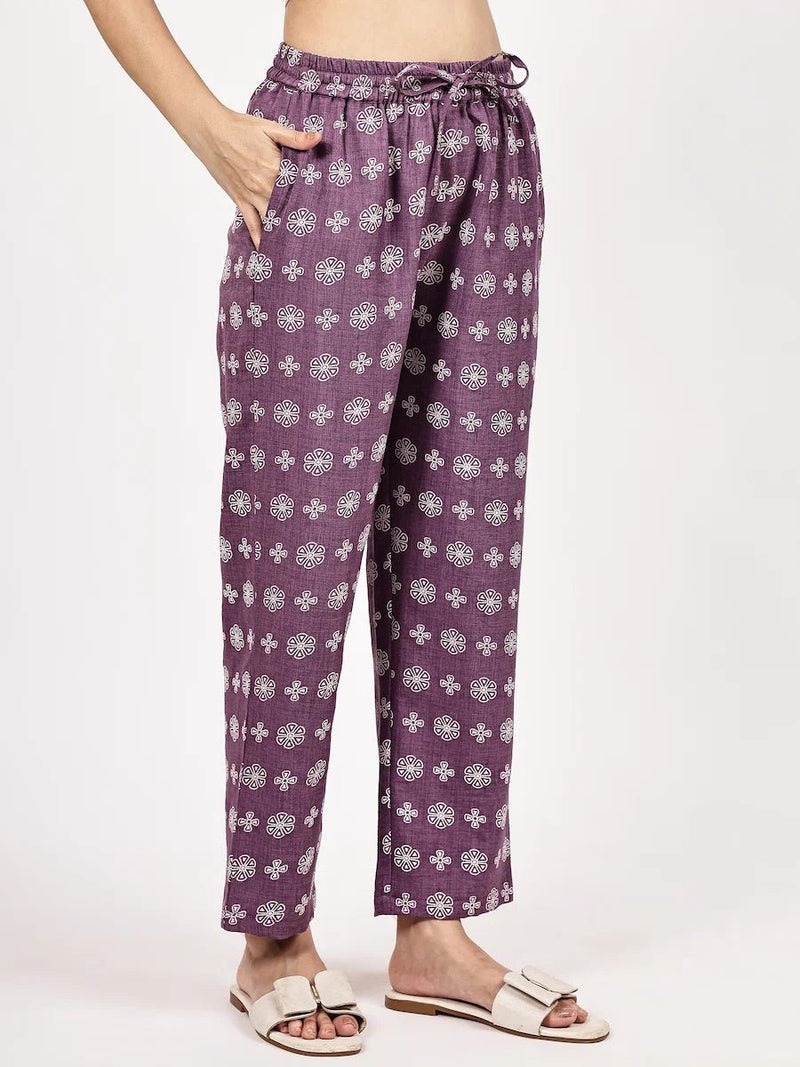 PURPLE EMBOSE FLORAL PRINT CO-ORD SET
