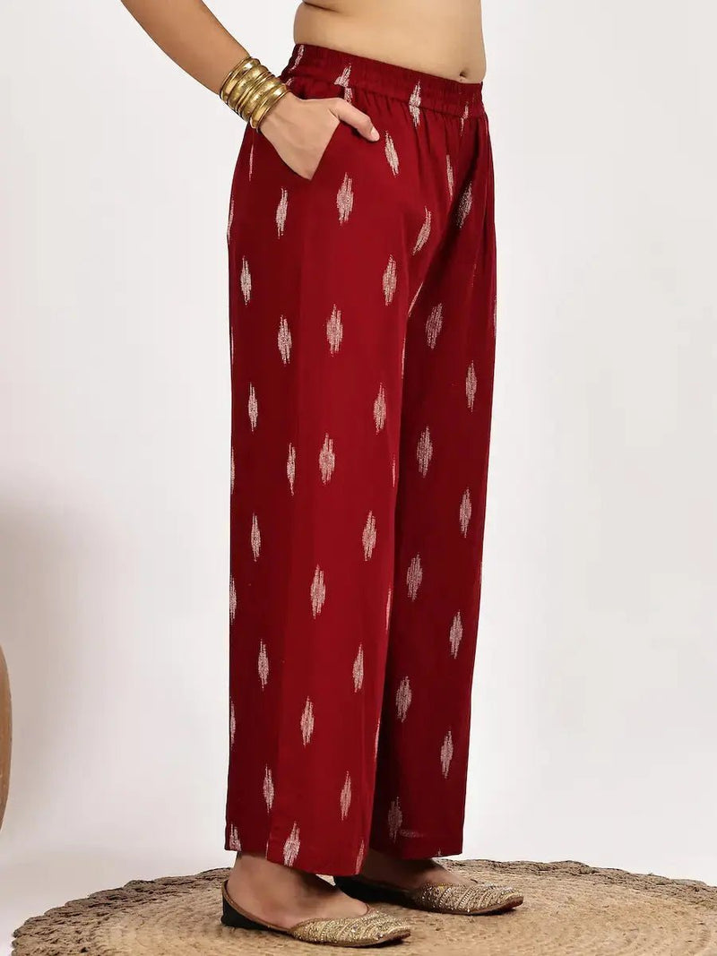 Red Print Kurta and Palazzo Set