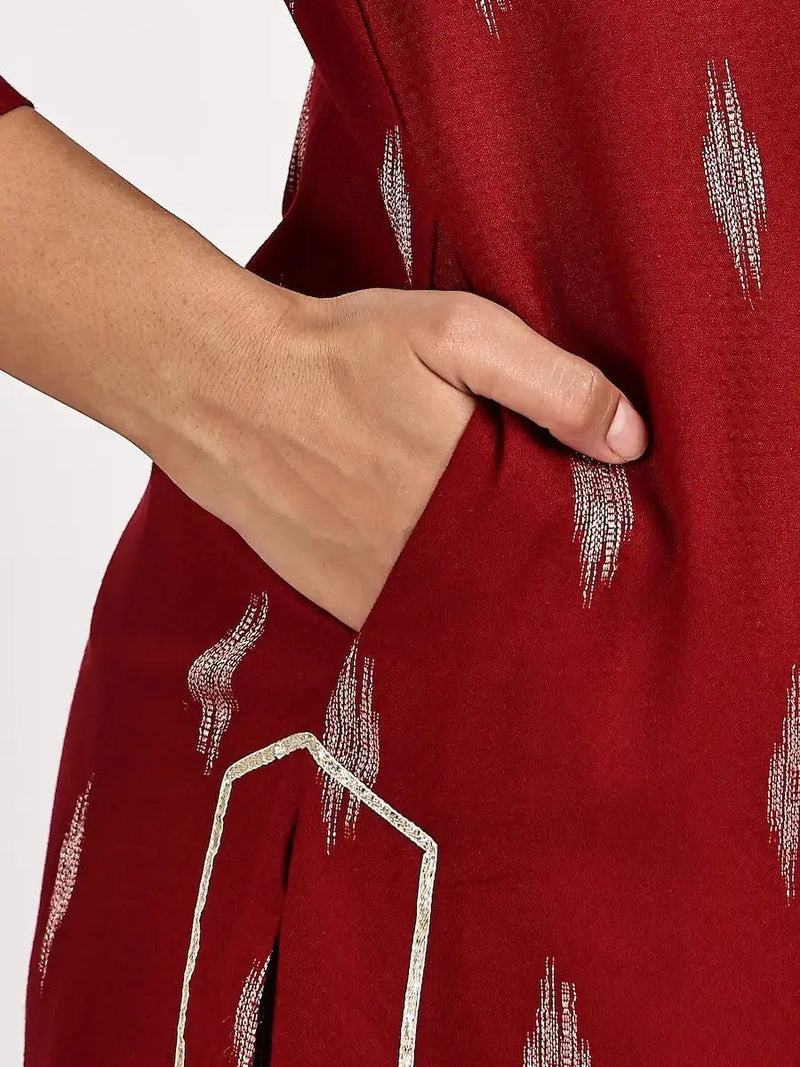 Red Print Kurta and Palazzo Set