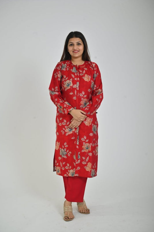 Red Printed Women’s Co - ord Set – Stylish & Comfortable Two - Piece Outfit product_color 2 Pcs Set
