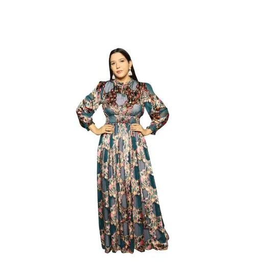 Sea Green Floral Burnout Maxi Dress