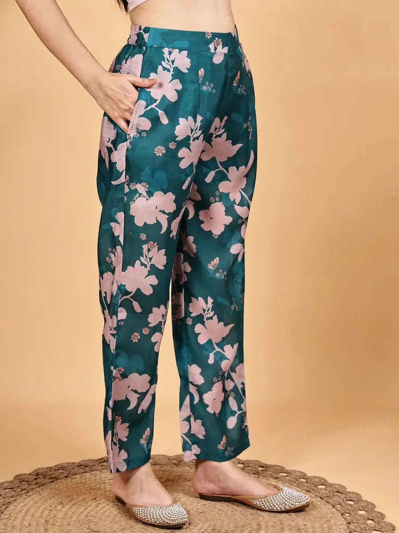 Sea Green Floral Co-Ord Set for Women