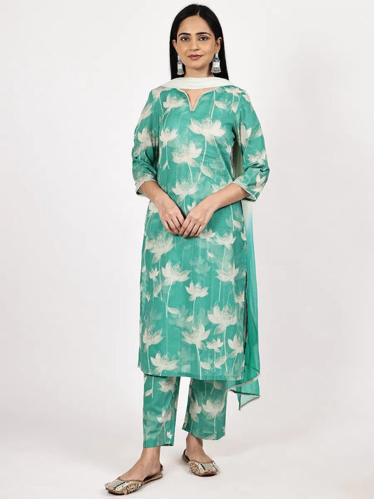 Sea Green Printed Kurta Set with Dupatta product_color KURTA SET