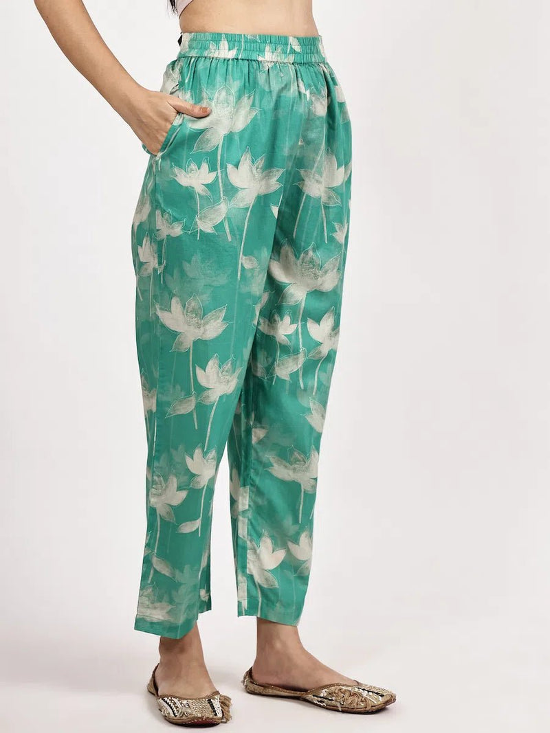 Sea Green Printed Kurta Set with Dupatta