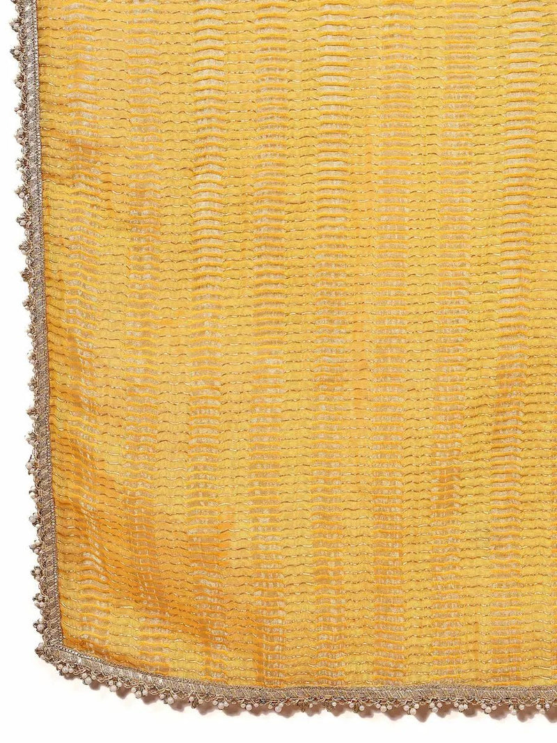 White Silk Jacquard Kurta Set with Dupatta for Women