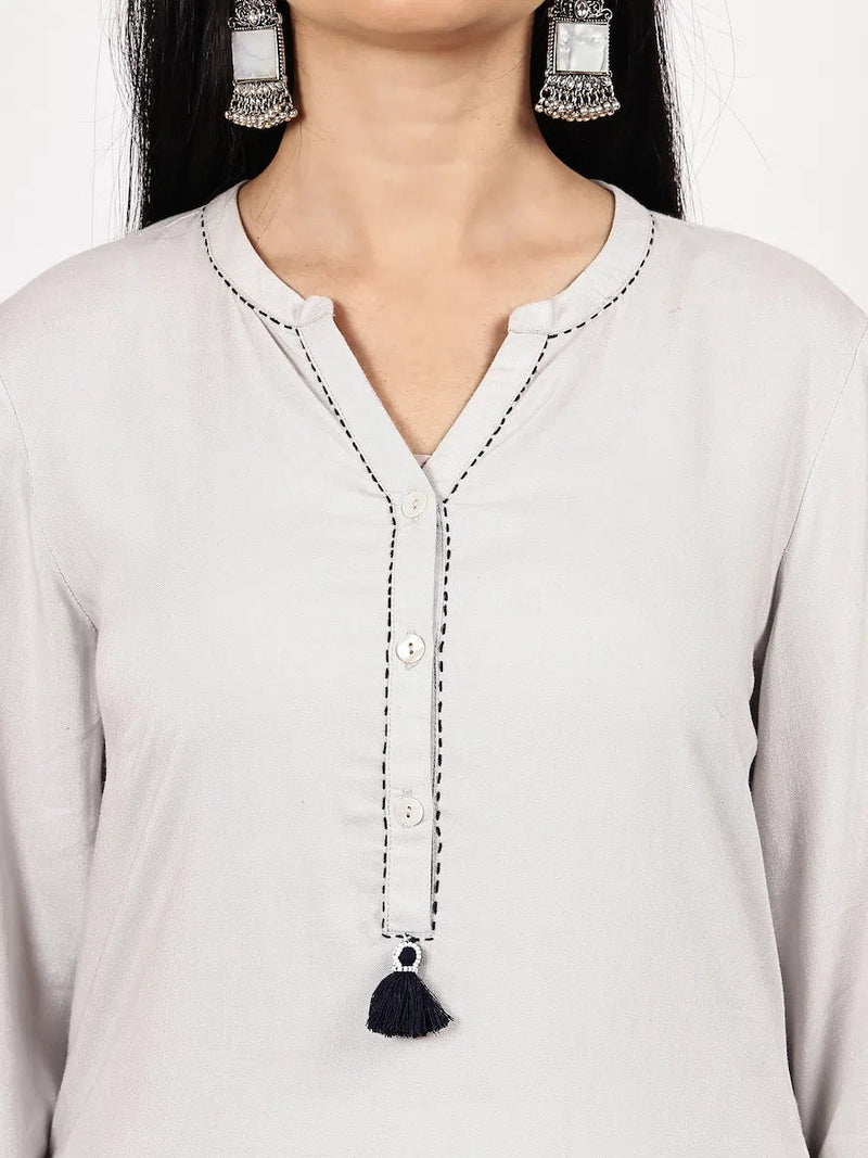 Solid off-white Kurta and Palazzo Set