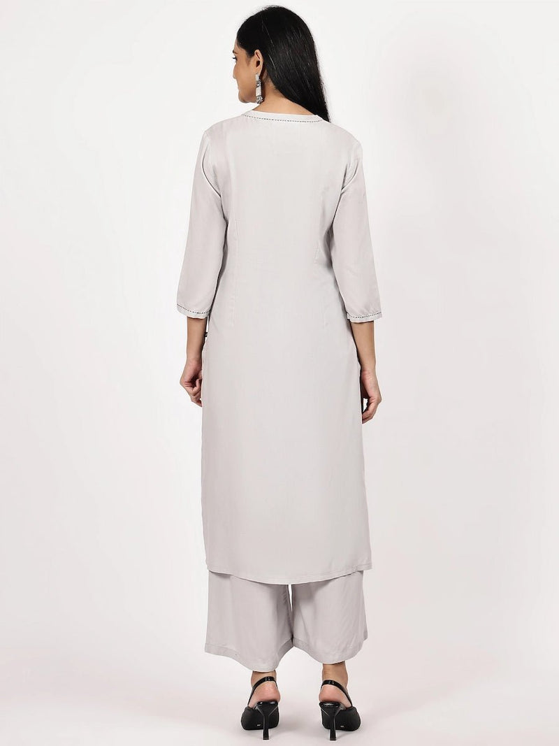 Solid off-white Kurta and Palazzo Set