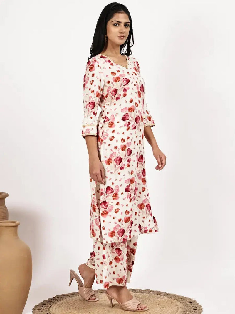 White and Red Co-ord Set with Palazzo Set