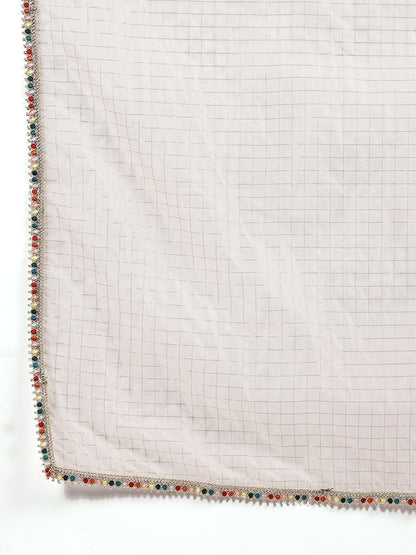 Elegant Cotton Asymmetrical Embroidered Kurta Set with Sheer Dupatta