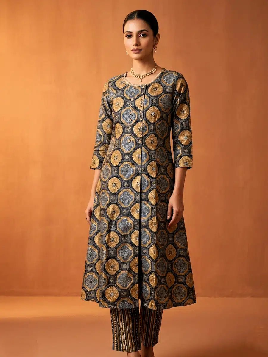 Women’s Floral Printed A - Line Kurta with Trousers product_color 2 Pcs Set