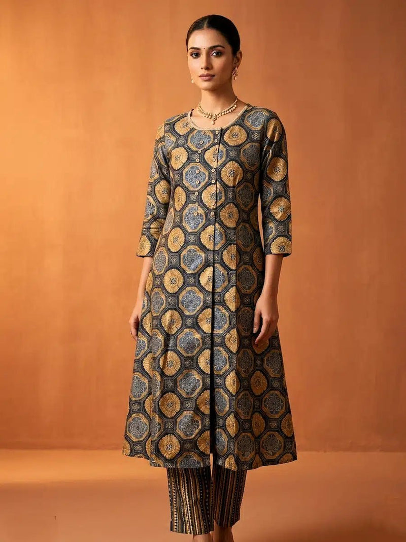 Women’s Floral Printed  A-Line Kurta with Trousers