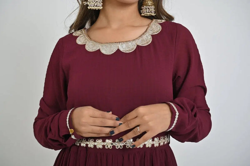 Women's Maroon Elegance Maxi Dress