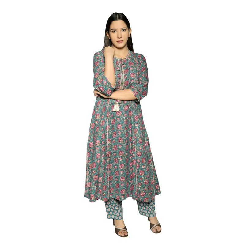 Women's Sea Green Straight Kurta Set